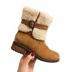 UGG Simmens Chestnut Brown Suede Waterproof Buckle Boots Womens 7
